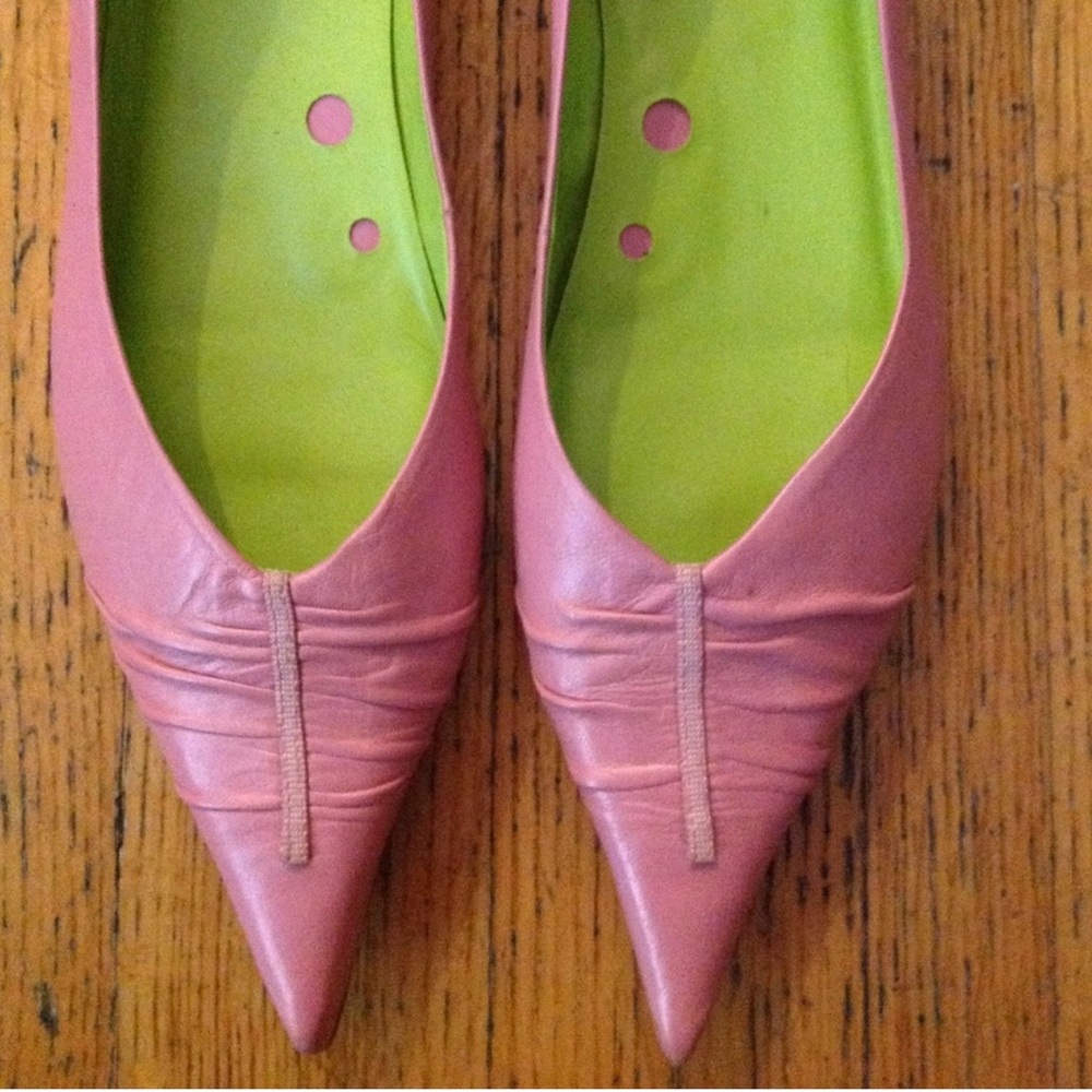 PEARL PINK LEATHER FLATS